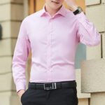New Plus Size Men Solid Color Business Shirt Fashion Classic Basic Casual Slim White Long Sleeve Shirt Brand Clothes - Image 4