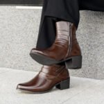 Luxury Men Boots Leather Chelsea Boots High Top Buckle Strap Formal Shoes Black British Style Ankle Boots Pointed Toe Brown Boot - Image 6