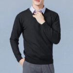 Soft Cashmere Sweater Men's Clothing Autumn Winter Pullover Business Casual Bottom V-neck Knitted Woolen Slim Fit Knitwear Male - Image 5