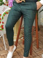 Men's Straight-Leg Casual Trousers—Versatile and Stylish; Slim-Fit Striped Dress Pants for a Polished Business Look. - Image 6
