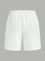 Manfinity Homme Men's Plain Drawstring Waist Casual Versatile Shorts, Summer For Going Out Cotton Material, Comfortable To