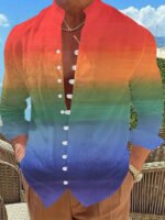 New Men's Fashion Long Sleeve Shirt Ethnic Wind Fashion Casual Street Outdoor Shirt Linen Shirt Top - Image 4
