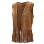 Puloru Fringe Faux Suede Vests Women's Casual Sleeveless Open Front Tassel Hippie Jackets Western Style Streetwear Outwears - Image 2