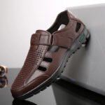 Men's Genuine Leather Sandals Men Summer Hollow Breathable Leather Shoes Mens Casual Soft Comfortable Flats EU Sizes 38-48 - Image 2