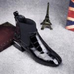 Lacquer Leather Short Boots Women 2024 New Four Seasons British Fashion Plush Comfort Boots Outdoor Walking Casual Shoes - Image 5