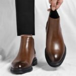 Autumn And Winter Fashionable Men's Leather Casual Ankle Boot Classic Business Formal Boots Comfortable And Anti-Slip Flat Boots - Image 13