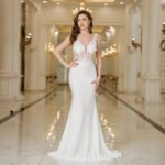 MisShow Elegant Straps White Mermaid Wedding Dresses Lace Pearls Backless V Neck Sleeveless Formal Party Gowns Vestido Marriee - Image 3