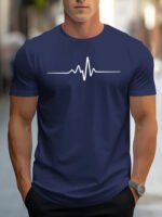 Fashionable men's summer electrocardiogram printed comfortable and breathable round neck T-shirt outdoor casual top - Image 3