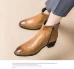 Western Boots for Men Cowboy Black Zipper Brown Ankle Boots Business Handmade Size 38-46 Mens Boots 2025 new - Image 10