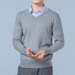 Soft Cashmere Sweater Men's Clothing Autumn Winter Pullover Business Casual Bottom V-neck Knitted Woolen Slim Fit Knitwear Male - Image 3