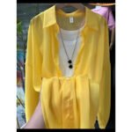 1pcs Woman Four Seasons Shirt Lady Thin Sunscreen Shirts Female Casual Long Sleeve Turn-down Collar Loose Med-Length Style Tops - Image 2