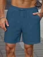 Manfinity Homme Men's Plain Drawstring Waist Casual Versatile Shorts, Summer For Going Out Cotton Material, Comfortable To - Image 10