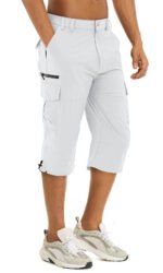 Men's Cargo Work Shorts Quick Dry 3/4 Length Capri Pants Multi-pockets Knee Length Trousers Summer Board Beach Shorts - Image 18