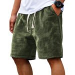 Men Shorts Solid Color Mid Waist Summer Motion Waffle Texture Deep Crotch Drawstring Mens Shorts Loose Knee Length Casual Short - Image 18