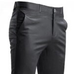 Men's Suit Pants Stretch Smart Casual Trousers Pocket Solid Color Straight Wearable Full Length Home Work Black Dress Pants - Image 3