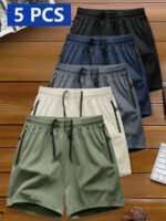 Manfinity Homme 5pcs/Set Men's Spring Summer Sports Shorts Casual Shorts - Image 5