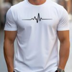 Fashionable men's summer electrocardiogram printed comfortable and breathable round neck T-shirt outdoor casual top