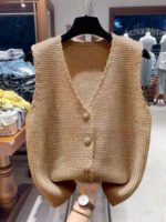 V-Ne Knitted Vest Outerwear Svel Autumn Faion Women's Jaet Casual Sle Commute Wind No Brand Chinese Made - Image 3