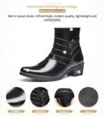 Luxury Men Boots Leather Chelsea Boots High Top Buckle Strap Formal Shoes Black British Style Ankle Boots Pointed Toe Brown Boot - Image 9
