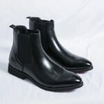 Chelsea Boots for Men Red Sole Pu Ankle Business Round Toe Slip-On Mens Boots Free Shipping Size 38-46 Men Shoes - Image 3