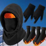 3-4Pcs Winter Hat Gloves Socks Set Windproof Anti-Slip Stretchy Unisex for Outdoor Sports and Daily Use - Image 2