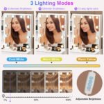 Teousev White LED Makeup Vanity Set with Sliding Mirror, 3-Color Dimmable Lights, 6 Drawers & Stool, Modern Dressing Table - Image 2