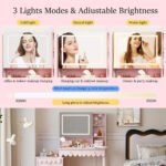 Makeup Vanity Desk With 3 Color Touch Screen Lighted Sliding Mirror, Scalloped Large Vanity Table Set with Storage amp Drawers - Image 5