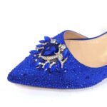 Venus Chan Royal Blue Sandals for Women 2024 Luxury Wedding Pumps Med Heels Rhinestone Design Party Shoes and Bags Set - Image 4