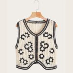 Floral Crochet Waistcoat for Women Sheer Button Front Sleeveless Open-knit Top Teen-girl Summer Boho Vacation Outfit - Image 4