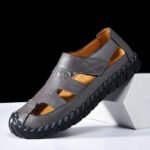 Outdoor Summer Man Sandals Stylish Leather Mens Beach Shoes Outdoor Men Roman Flats Hollow Out Sandalias New Wading Aqua Shoes - Image 6