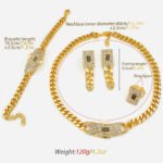 GZJPEI 4 Pcs/set 2026 Fashion Jewelry Set Cuba Chain Necklace Earring Bracelet Square Ring Luxury Zircon Jewelry For Women Gifts - Image 2
