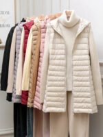 NewBang Women Sleeveless Long Waistcoat Autumn Winter Ultra Light Down Vest With Hooded Female Portable Duck Down Coat - Image 2