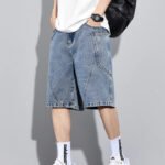 Men's Summer Denim Cargo Shorts Big Size 8XL 7XL 6XL Elastic Waist Straight Baggy Jeans Shorts