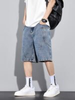 Men's Summer Denim Cargo Shorts Big Size 8XL 7XL 6XL Elastic Waist Straight Baggy Jeans Shorts
