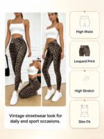 Women High Waist Leopard Print Leggings Stretch Slim Ankle Pants Casual Streetwear Workout Yoga Skinny Trousers - Image 4