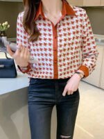 New Fashion Women Blouses Fashion elegant ladies printed shirts Long Sleeve Tops Blusas Mujer