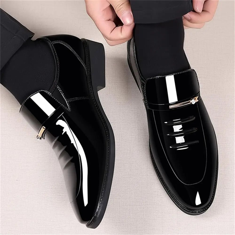S6bf51e3c27bb4ebab3049ae653379015h.jpg Mens Dress Shoes Formal Business Oxford High Gloss Patent Slip On Loafers Comfortable Casual Driving Boat Shoe For Men - Image 1