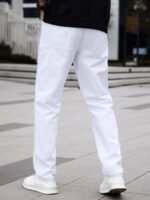 SGIAWETA-Manfinity Homme Men Cotton Solid Straight Leg Jeans Long Washed Light Jean Cargo Plain All White Work Basic Husband Going Out Office Party Vacation Urban-birthdaygift - Image 5