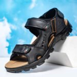 Outdoor Summer Sandals Outdoor Men's Leather Beach Shoes Breathable Casual Sandalias Man Wading Shoes Non-slip Slippers Sandaly - Image 4