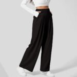 Women Fashion Wide Leg Pants Solid Elastic Pants Work Business Suit Straight Trousers Casual High Waisted Dress Palazzo Pants - Image 2