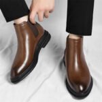 Autumn And Winter Fashionable Men's Leather Casual Ankle Boot Classic Business Formal Boots Comfortable And Anti-Slip Flat Boots - Image 14