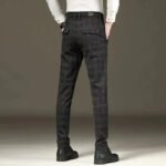 Fashion Black Grey Casual Trouses Mens Straight Fit Long Pants Striped Plaid Four Seasons High Quality Brand Business Trousers - Image 3