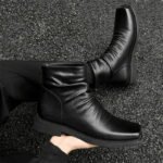 Hot-Selling Leather Boots for Men Fad Square Toe Drape Casual Chelsea Boot British High-end Cool High Top Men Boots Botas Hombre - Image 20