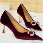 Luxury Women 7cm High Heels Wedding Replica Pumps Lady Luxury Designer Metal Chain Buckle High Heels Stiletto Women Dress Shoes - Image 2