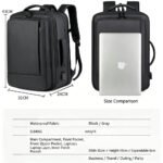 Expandable Men's Business Backpack with Multi-functional Layered Storage, Water-proof & Scratch-resistant Fabric, Separate Laptop Compartment, Convenient USB Charging Design, Perfect for Office Work, Short-distance Business T - Image 6