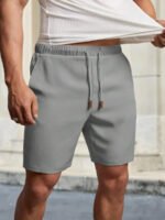 HIMLAND Men's Solid Color Drawstring Waist Casual Shorts, Versatile, Vacation, Father's Day Gifts, Football - Image 3