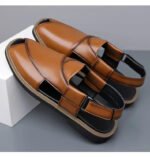 PU Leather Men's Sandals Handmade Stitching Beach Shoes Non Slip Hollow Out Shoes Outdoor Casual Sandaly All-match Man Sandalias - Image 3