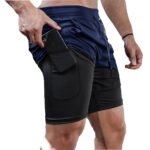 Men's Fitness Training Shorts,Summer Casual Black 2 In 1 Quick Dry Gym Running Shorts Outdoor Slim Quarter Pants - Image 13