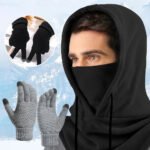 Winter Warm Set Hat and Gloves Winter Accessories Balaclava Cap Men's Sports Touchscreen Faux Cashmere Gloves Cold Weather Gear - Image 3