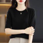 Spring Autumn Women Sweaters Short Sleeves O-neck Bottoming Shirts Knitwear 2026 Summer Knit Tops Pullovers Korean Jumpers - Image 2